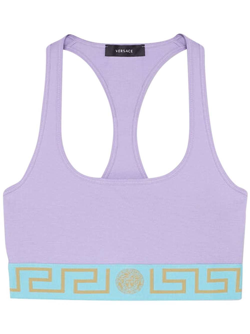 Versace Lavender & Aqua Racerback Bralette with Gold Trim